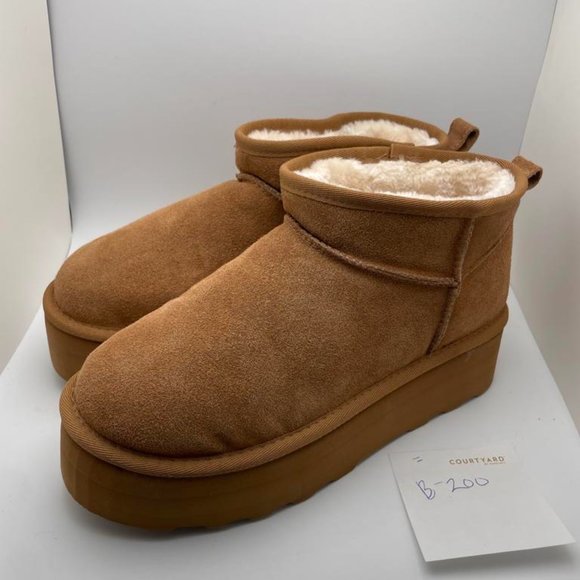 CUSHIONAIRE Women's COZY Genuine Suede pull on platform boot CHESTNUT 9W - Picture 2 of 6